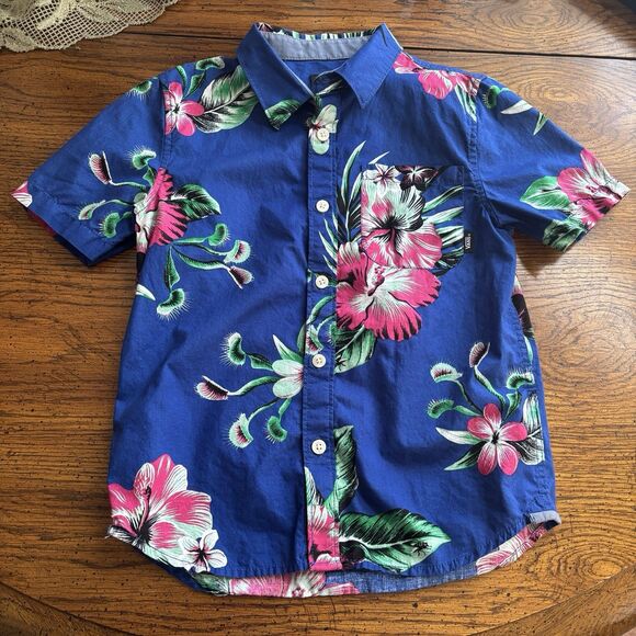 Vans Boys Shirt Youth 7/XL Black Colorful Tropical Hawaiian Beach Casual Cruise - Picture 2 of 13